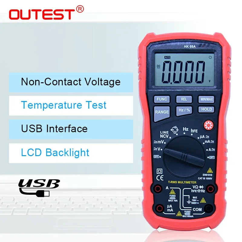 

OUTEST Auto Digital Multimeter AC/DC Ammeter Voltmeter Ohm Meter Voltage Meter NCV Power multimeter Temperature Measurement