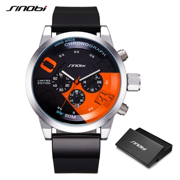 

SINOBI Large Dial Design Chronograph Sport Mens Watches Fashion Brand Military Waterproof Quartz Watch Clock Relogio Masculino