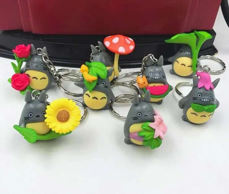 

Anime Tonari no Totoro Keychain Bag Car Key Chain Cat Pendant Figure Keyring Birthday Gift Mix 24pcs/lot wholesale High Quality