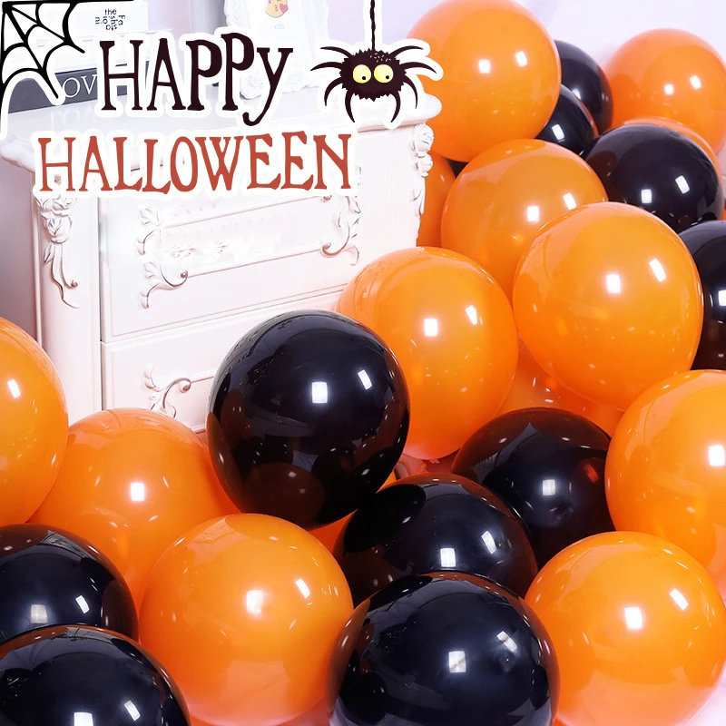 

NASTASIA Halloween balloon 10 inch 2.2g 30 / 50 / 100pcs orange black and white balloons Macabre decoration Scene arrangement