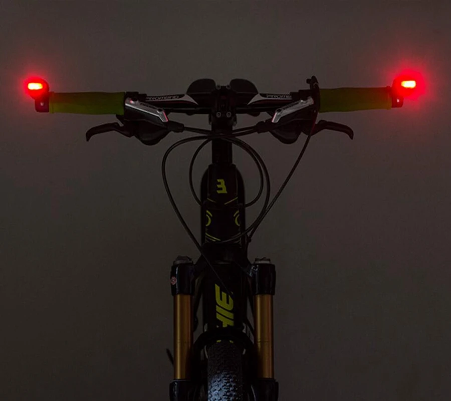 1 Pair Bike Handlebar Grips End Plug LED Lights Safety Warning Turn