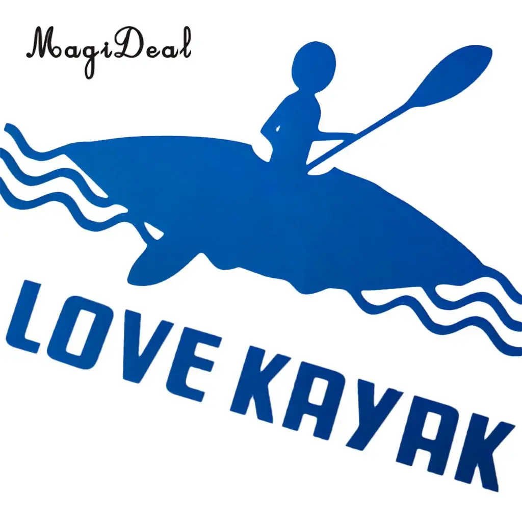 MagiDeal Waterproof 1Pc I LOVE KAYAK Kayak Canoe Stickers for Rowing Boat Funny Decal Cars Window Outdoor Surface Applications