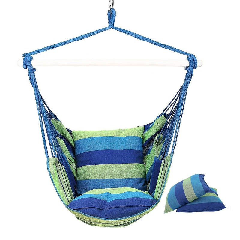 

Hammock Chair Hanging Chair Swing Chair Seat With 2 Pillows For Indoor,Outdoor,Garden