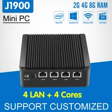Fanless Mini PC Windows 10 Pfsense 4 LAN Ports Celeron J1900 Quad Core WIFI Mini Computer For Industrial Computer Thin Thick