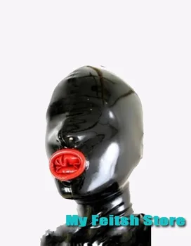 

(LH157201) 100% natural latex mask rubber hood with condom