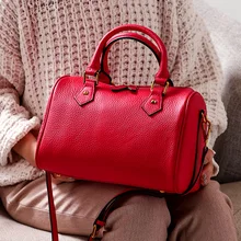 WOONAM Новинки для женщин Модный Топ зерна натуральной телячьей кожи средний верхнюю ручку сумки бостон плечо Сумочка WB607