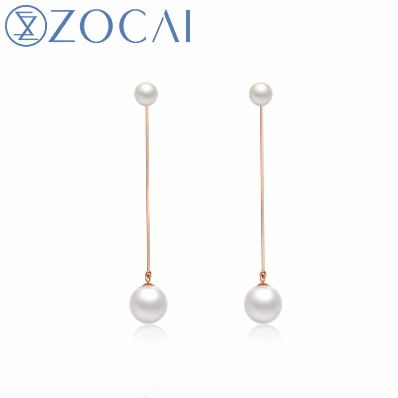 

ZOCAI Brand Freshwater Pearls Drop Earrings 18K Rose Gold ( AU750 ) Free Shipping E01026