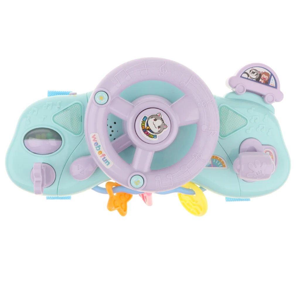 Kids Steering Wheel with Lights, Horn, Music and Sound Educational Toy Turn and Learn Driver Pretend Games For Crib Attachments