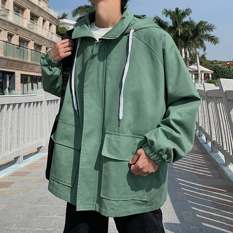 

2019 Korean Style Men's New Streetwear Brand Bomber Jacket Bf Leisure Work Clothes Loose Coat Male Windbreaker Big Size M-5XL