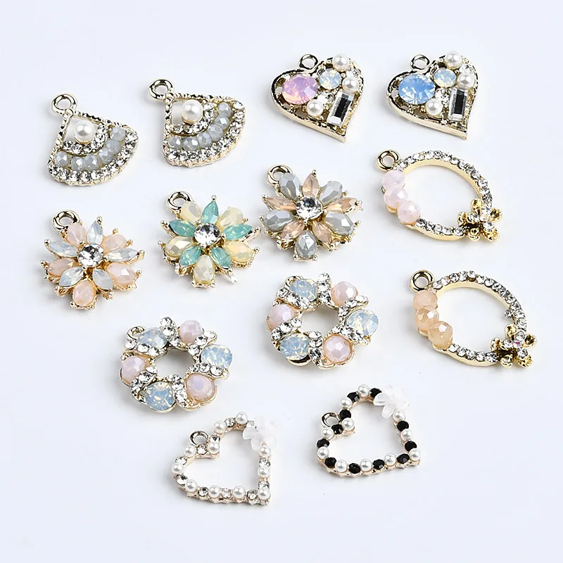 Min order 20pcs/lot alloy decoration flower/oval/heart shape earrings