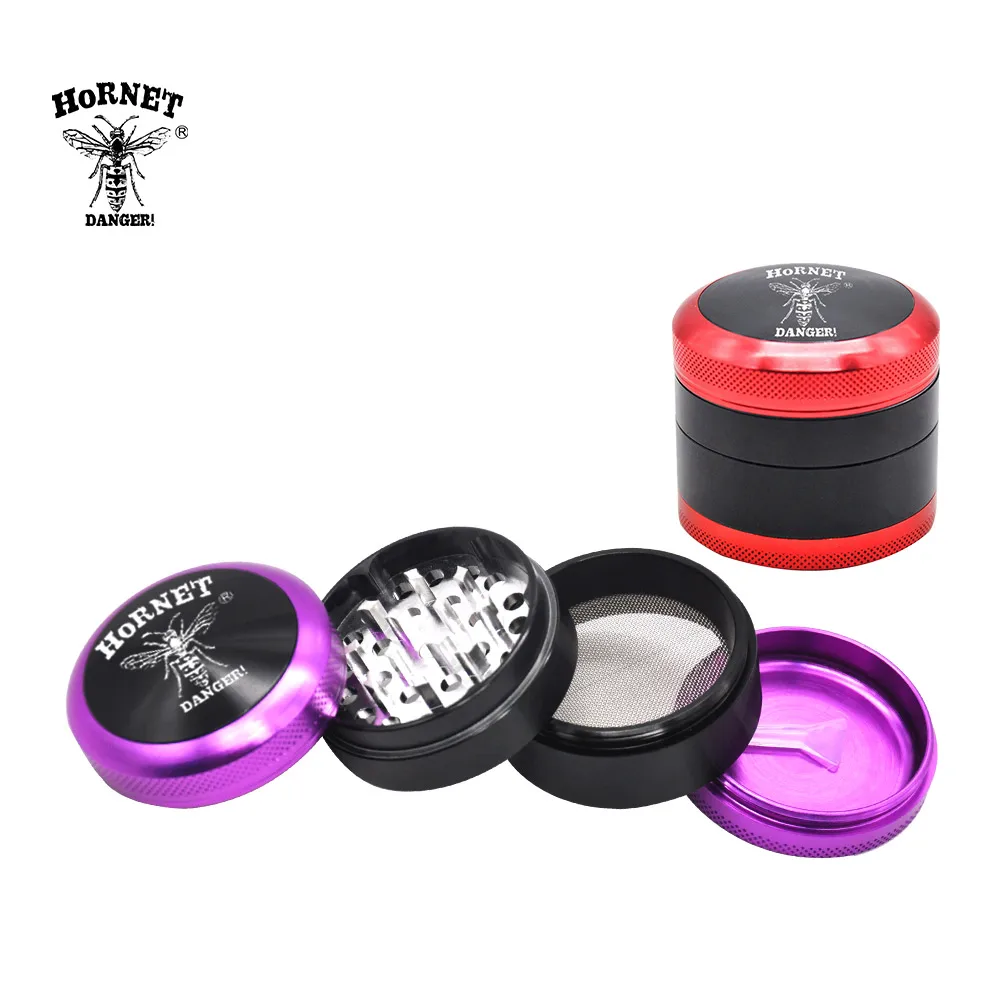 

HORNET Luxury Aluminum Herb Grinder 53MM 4 Layers Sharpe Diamond Teeth Pollen Catcher Grinder Spice Mill Herbal Grinder Crusher