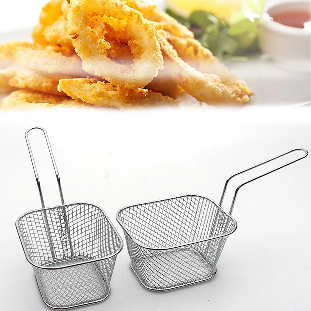 

1Pc Mini Fry Baskets Cooking Portable Fryer Basket Strainer French Fries Basket Kitchen Gadgets Cooking Tool
