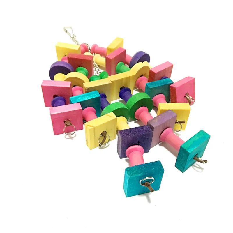 Попугай строительные блоки игрушки деревянная лестница Макау Радуга укус струны игрушки для жевания качели Игрушки для маленьких средних и больших попугаев