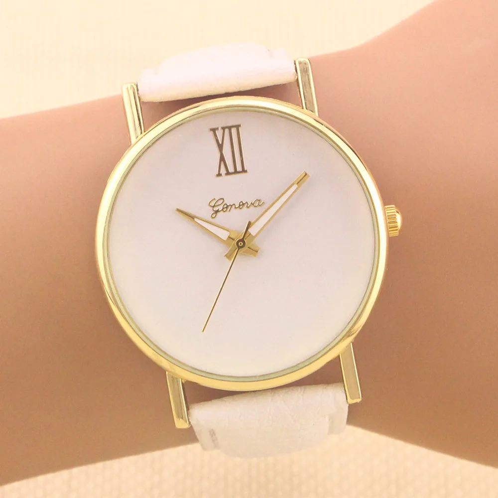 

2016 Hot Sale,Women Watches Geneva High Quality Retro Design PU Leather Band Clock Analog Alloy Quartz Wrist Watches Relogio