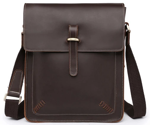 Винтажная сумка на плечо из натуральной кожи Crazy Horse, мужская сумка через плечо, мужская сумка через плечо, кожаная сумка для отдыха, коричневая модная сумка - Цвет: Dark Brown
