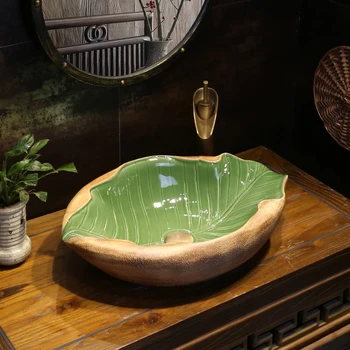 

Oval shaped Art Basin Chinese-style Restoration Ceramic Washing Basin Personality Ancient sink ceramic wash basin bathroom sink