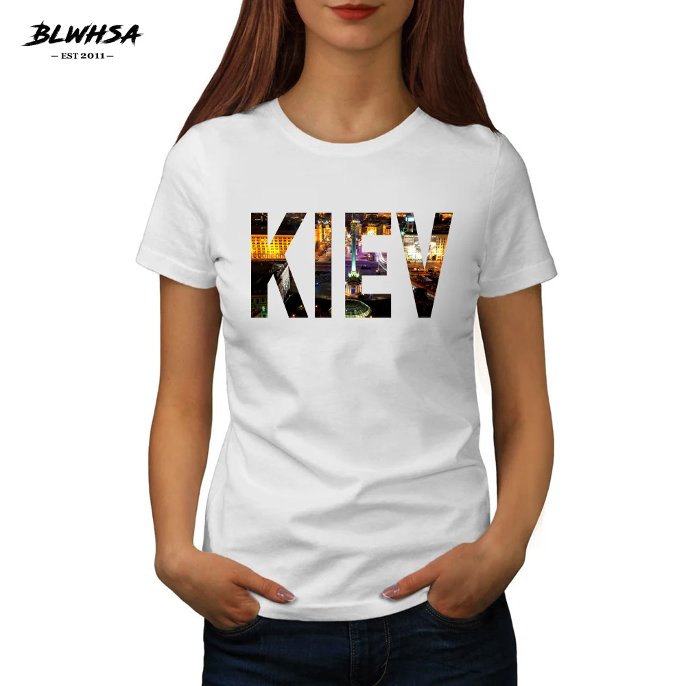 

Женская хлопковая Футболка BLWHSA, с Киевским принтом, с коротким рукавом
