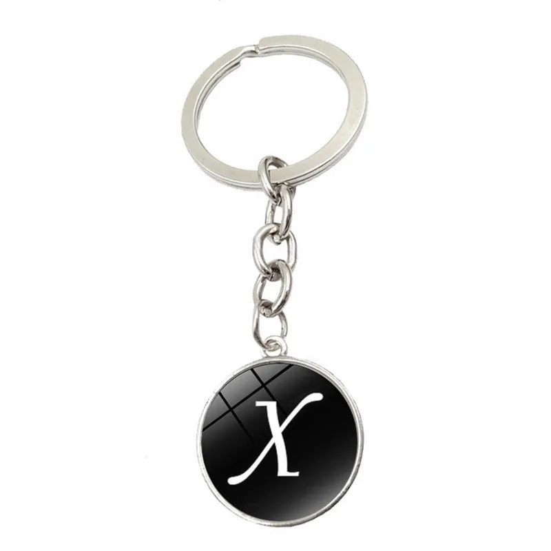 Алфавитная цепочка для ключей, кольцо 26 Английских Букв, брелки с именем, автомобильный кошелек, сумки, аксессуары для девушек, женщин, мужчин - Цвет: X