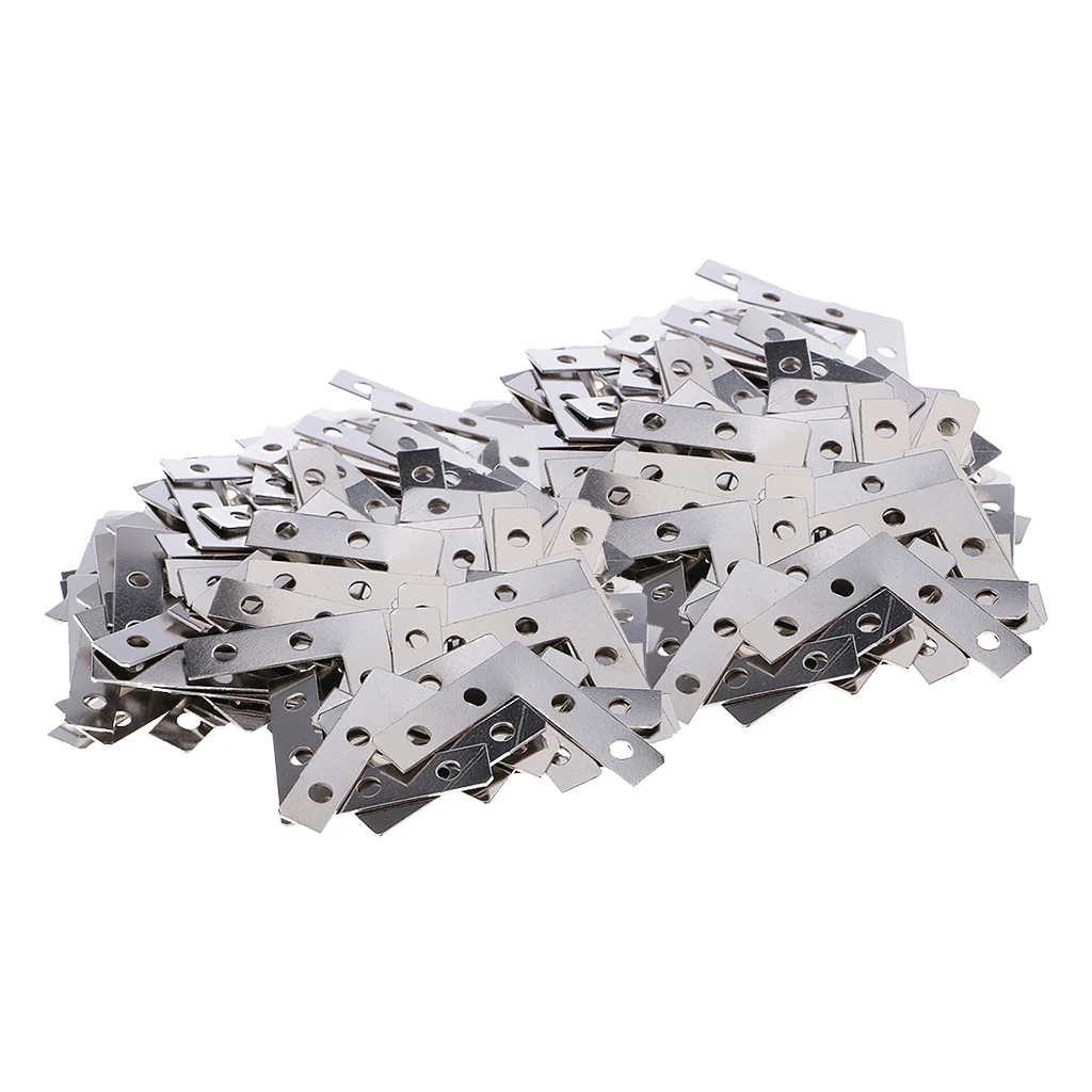 200pcs Angle Plate Corner Brace Flat L Shape Repair Bracket 38mmx38mm Silver