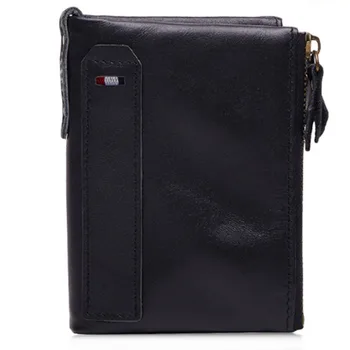 

100% Real Cowhide Leather Wallet Men Coin Pocket Purse Carteira Masculina Brand Wallet Male Trifold Black Brown Genuine Wallet