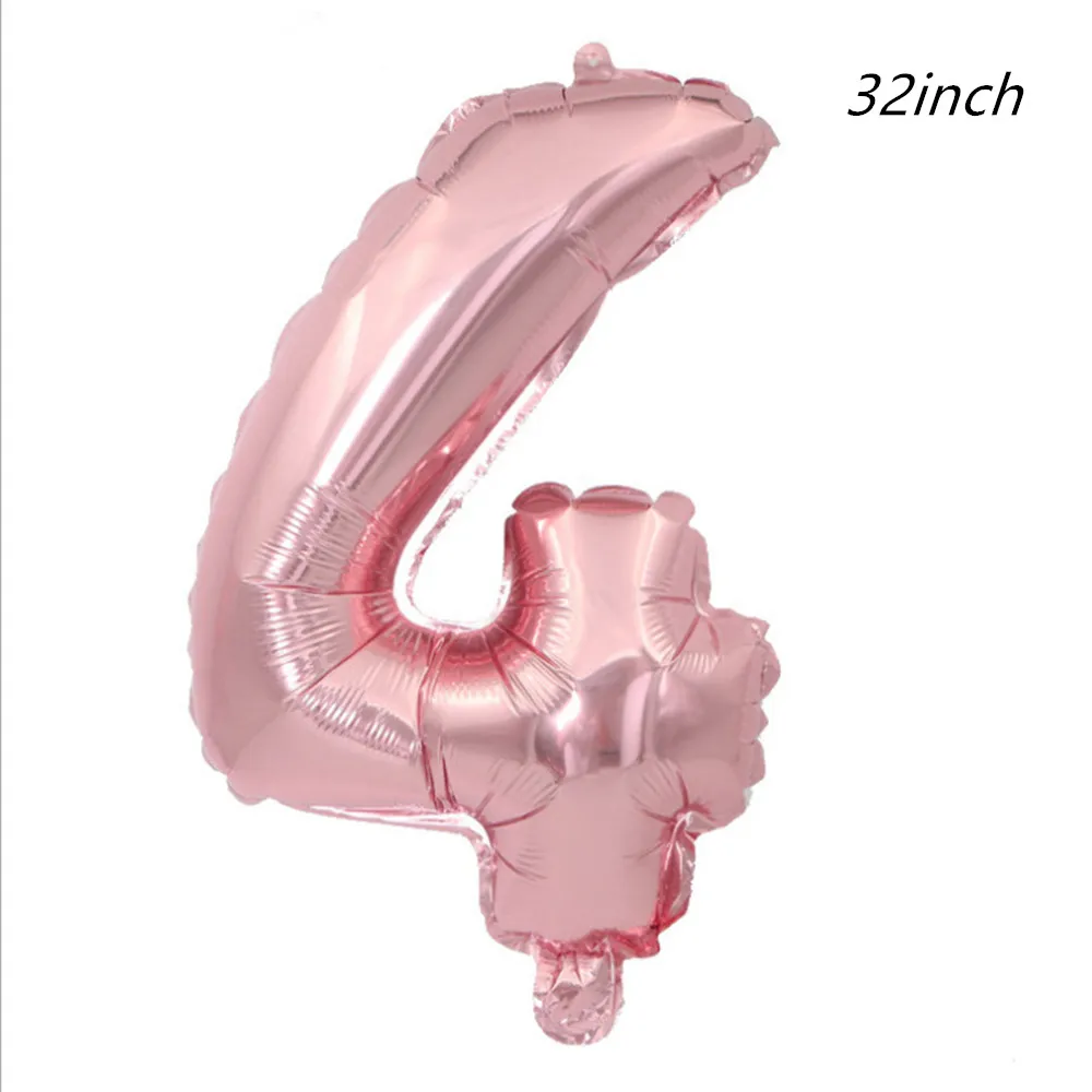 Розовое золото конфетти балоны фольга шампанское Звезда шар свадебные шары из латекса globos BabyShower День Рождения украшения принадлежности - Цвет: 32inch number 4