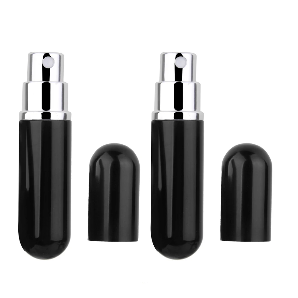 2x Mini Refillable Conveniet Empty Atomizer Bottle ATOMIZER Pump Spray Bottle/Travel/Handbag Black