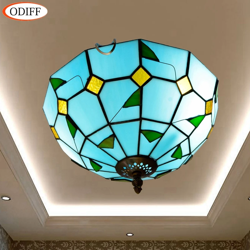 

European retro stained glass Balcony Bedroom Aisle corrido bathroom staircase Mediterranean simplicit Ceiling Lights lampE26E27