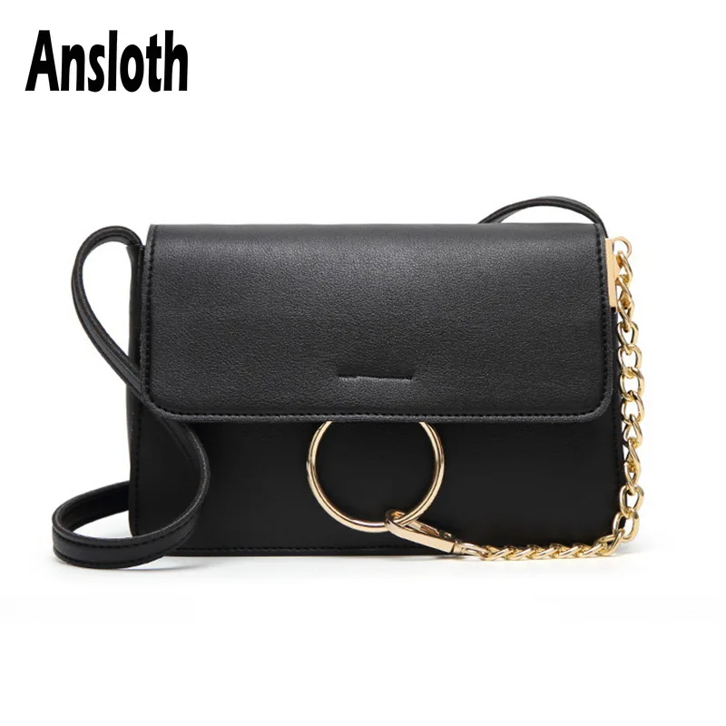 

Ansloth Fashion Ring Women's Shoulder Bag Solid Color Crossbody Bag Small Messenger Bag Luxury Clutch Ladies Party Purse HPS465
