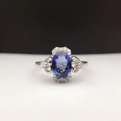 1.385ct Сапфир с Шри-Ланки женское кольцо инкрустированное 0.155ct натуральный бриллиант ручной работы Алмазный Сапфир-ювелирные изделия