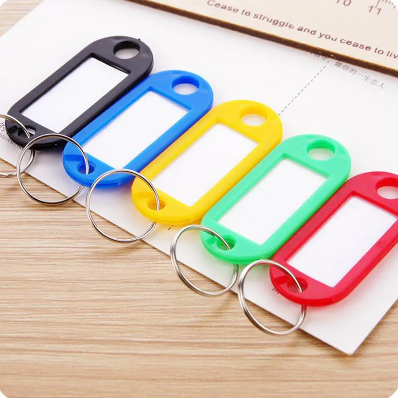 10 шт пластиковые цепочки для ключей, бирки ID ярлык имя бирки с разделенным кольцом для багажа ключи цепочки Ключи Кольца