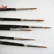 6 шт./компл. высокое качество акварель кисти колонковая Кисть деревянной ручкой художника, с круглым носком, вытяжной канат РУЧКА товары для профессионального искусства