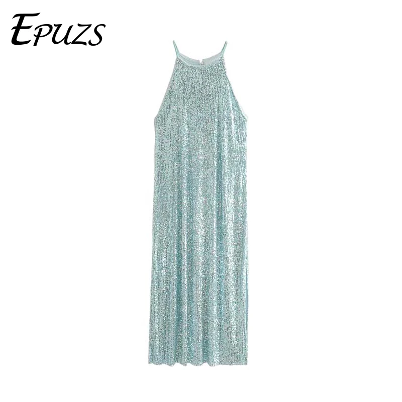 

Sexy Split sequined shinny club party dress korean fashion sleeveless beahc long dress casual women summer vestidos 2019
