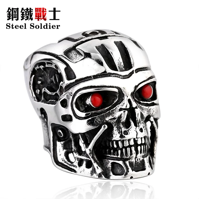 Stainless Steel Ring Finger Ring Men Jason Punk Exaggerated Personality Movie Terminator
