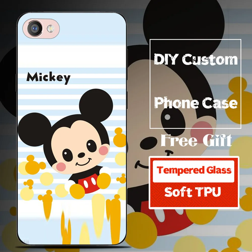 

Tempered Glass DIY Case for OPPO F5 A59 A57 F9 A83 K1 A3 A77 F3 F9 F1S A75 Find X R9S R11Plus A5 Cute Customized Phone Case