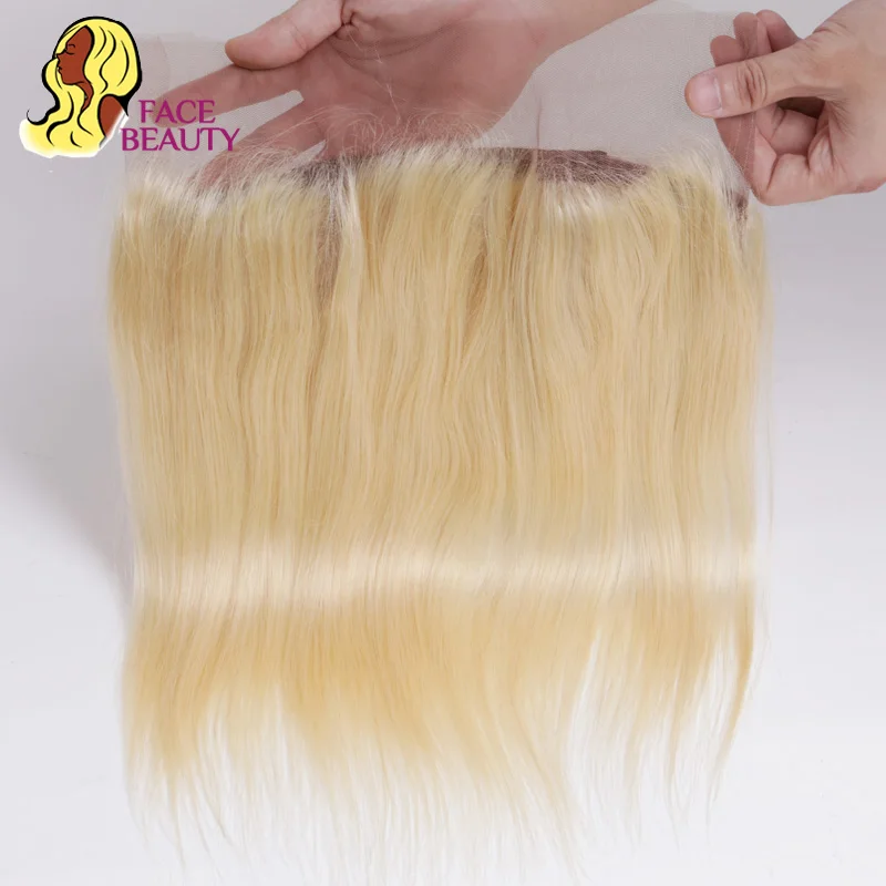 Facebeauty 613 блонд перуанские прямые волосы Remy 360 Кружева Фронтальная застежка с Bady 130%