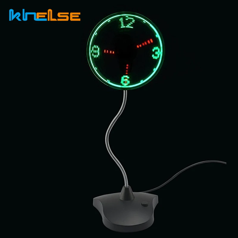 

Portable Durable Adjustable USB Gadget Mini Flexible LED Light USB Fan Time Clock Desktop Clock Cool Gadget Time Display gift