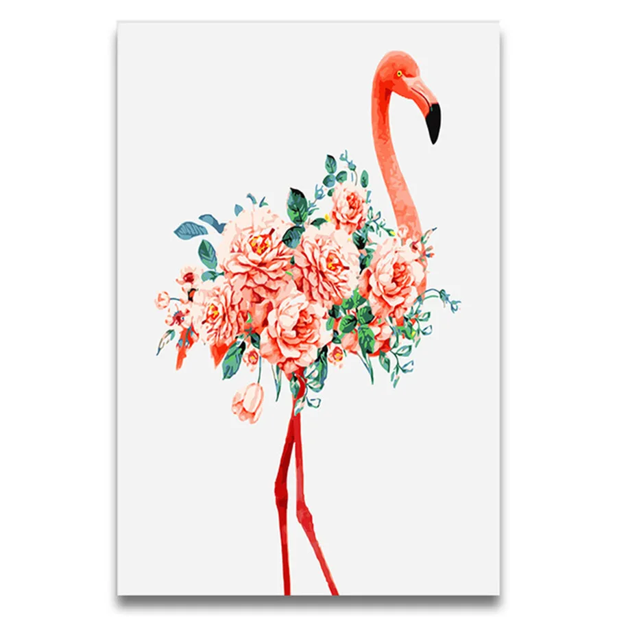 

Flamingo series painting drawing coloring pictures by numbers animals birds with paint colors for gir living room decor