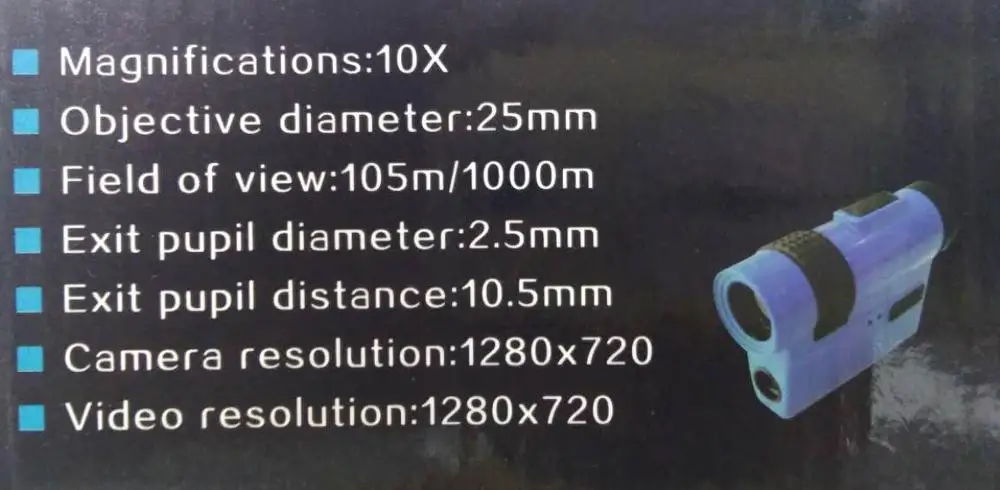 720P WIFI HD Digital Telescope Camera with 10X25 Monoculars & Max 32Gb TF Card for Video Recording Free APP Remote Monitoring_F10