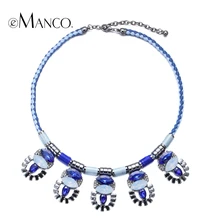 eManco handmade rope choker necklace alloy crystal bib statement weave necklaces for women geometric pendant bisuteria mujer