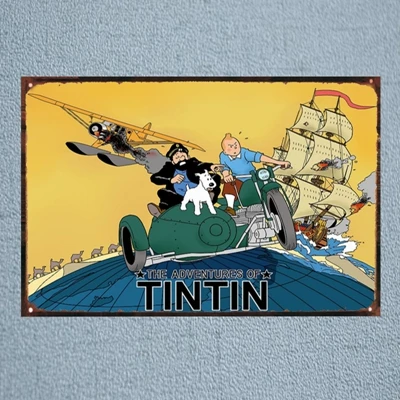 Tintin мультфильм кино жестяная вывеска Металл Ретро Винтаж паб кафе дома искусство детская комната Настенный декор уникальный подарок Куадрос A-1088 - Цвет: DU1043