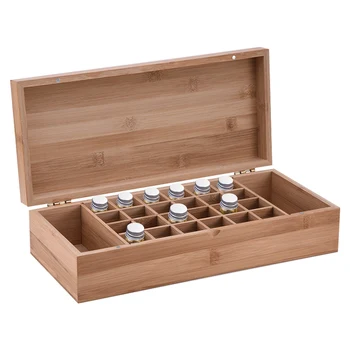 

CHFL Bamboo Essencial Oils Storage Box With 26 Grids Diy Protective Wooden Storage Case For Artistic Ornament Decorative