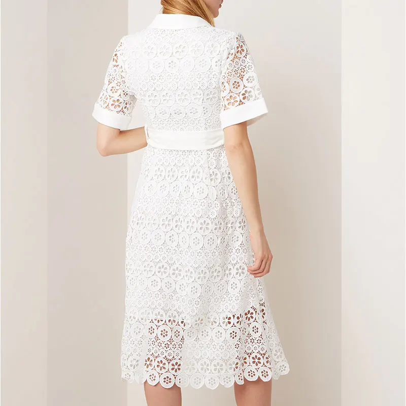 midi dress in daisy guipure