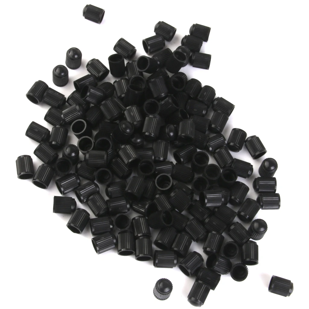 200pcs Universal Black Plastic Motorcyle Bike Car Tyre Tire Valve Dust Cap Cover