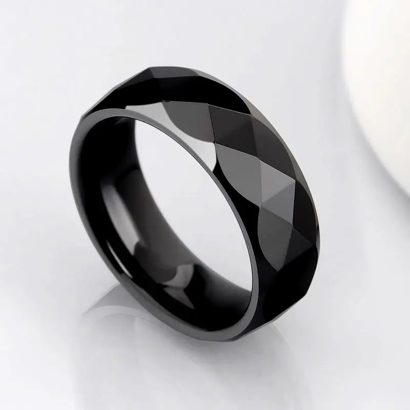 Уникальный дизайн, черное керамическое купольное кольцо для мужчин, вечерние, обручальные кольца, ширина 7 мм