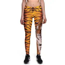 Hipsterme Фитнес Леггинсы женские сексуальные леггинсы с высокой талией тигровый узор 3D принт брюки ropa mujer Большие размеры