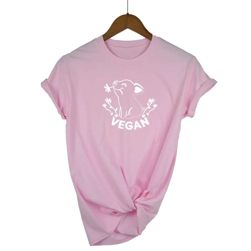 Vegan Футболка женская есть фрукты не друзья Футболка с принтом harajuku kawaii tumblr футболка с круглым вырезом для девочек женская футболка - Цвет: Pink-W