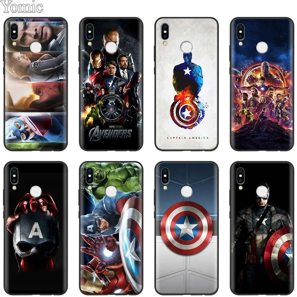 

Avengers Marvel Captain America Silicone Case for Xiaomi Redmi 5 6 7 Note 5 6 7 Pro S2 GO Mi Play 8 Lite 9 A2 Lite Black Soft Ca