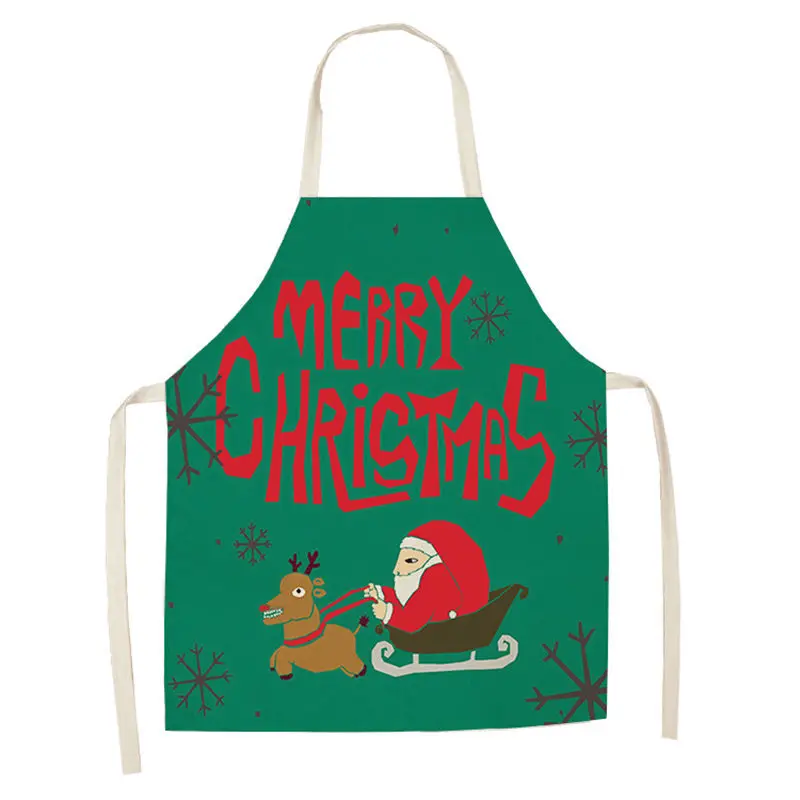 1Pcs Merry Christmas Apron for Woman Pinafore 53*65cm Cotton Linen Bibs Xmas Decor Pendant Kitchen Cooking Accessories MX0004 - Цвет: CM1001-7