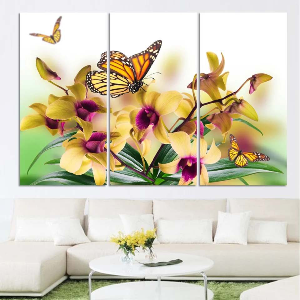 

3 Panel Modern Abstract Flower Painting On Canvas Wall Art Cuadros Flowers Picture Home Decor For Living Room No Frame