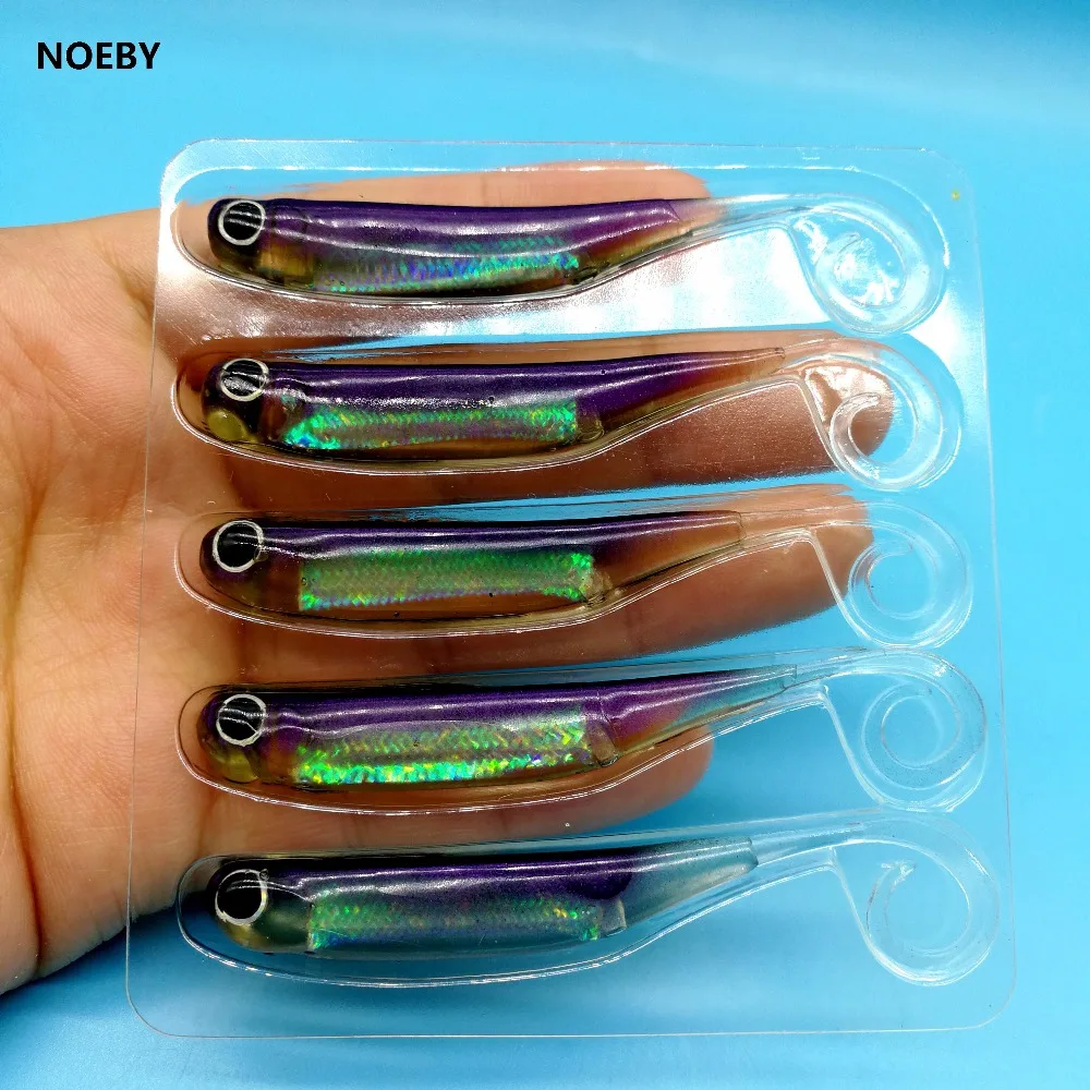 

NOEBY 10PCS/LOT Soft Fishing Lure 2.5G/7.5CM 4COLORS 3D Eyes Artificial silicone lures Soft Bait Fishing Tackle